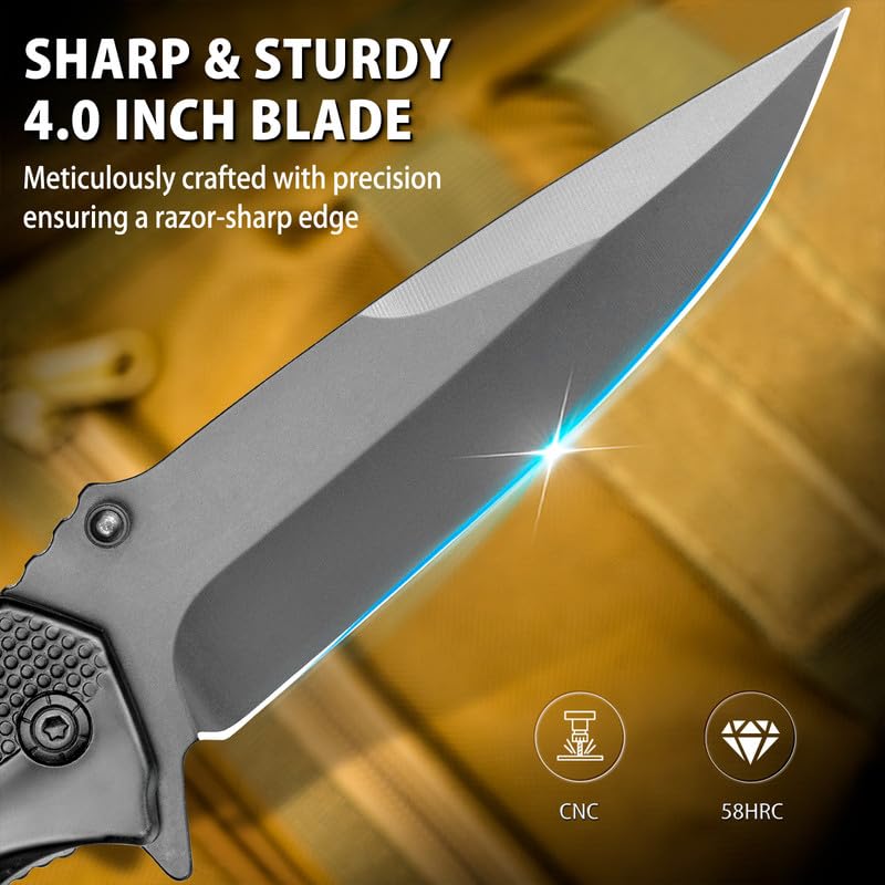 NedFoss FA48 Pocket Knife for Men with Bottle Opener, Glass Breaker, Seatbelt Cutter and Wrench, 5-in-1 Multitool Folding/Survival Knife for Emergency Rescue Situations, Home Improvements - Image 4