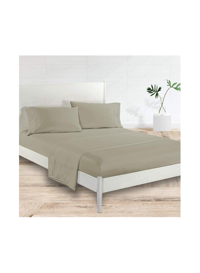 Generic VG-4BS-SOLID-CK-K Satin Polyester Fitted California King Bedsheet, Khaki, 274 X 259cm  - Image 1