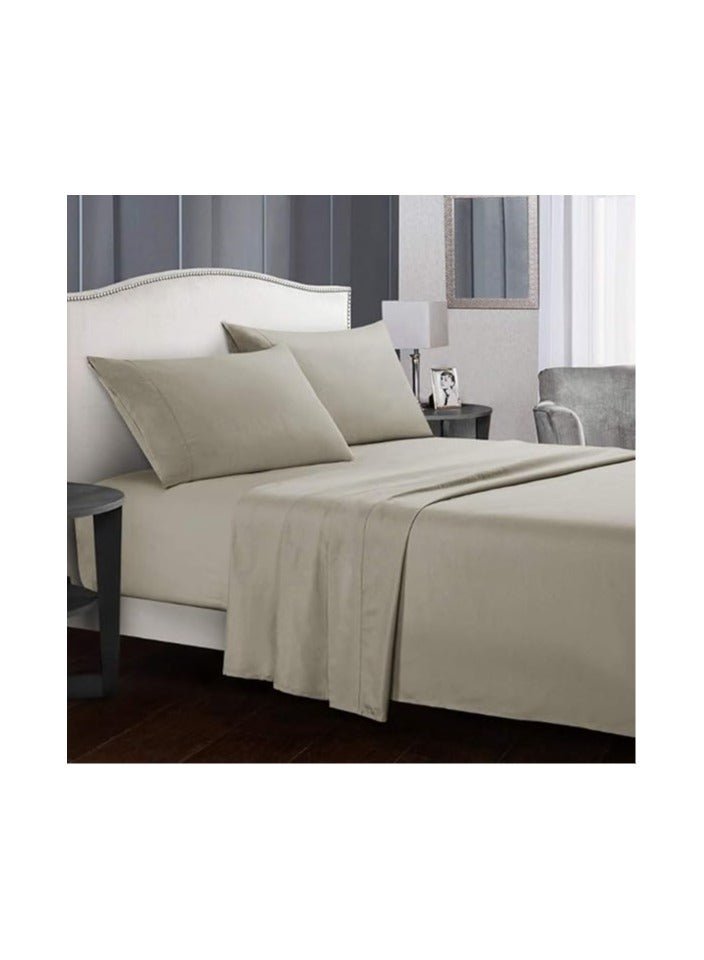 Generic VG-4BS-SOLID-CK-K Satin Polyester Fitted California King Bedsheet, Khaki, 274 X 259cm  - Image 2