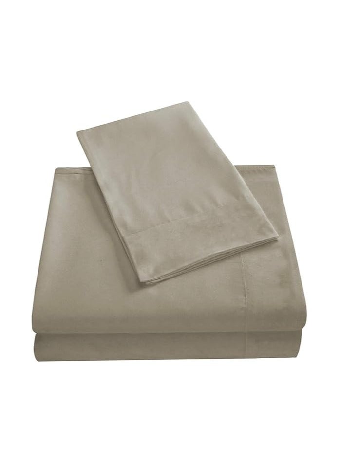 Generic VG-4BS-SOLID-CK-K Satin Polyester Fitted California King Bedsheet, Khaki, 274 X 259cm  - Image 3