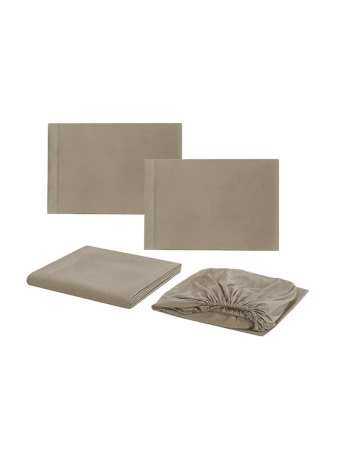 Generic VG-4BS-SOLID-CK-K Satin Polyester Fitted California King Bedsheet, Khaki, 274 X 259cm  - Image 4