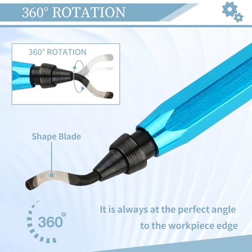 PEASUG Deburring Tool with 12 High Speed Steel Blades, Deburring Tool 3D Printing, Deburring Tool for Metal, Resin, Copper, Plastic, PVC Pipes, 3D Printed Edges (1 Blue Handle) - Image 3