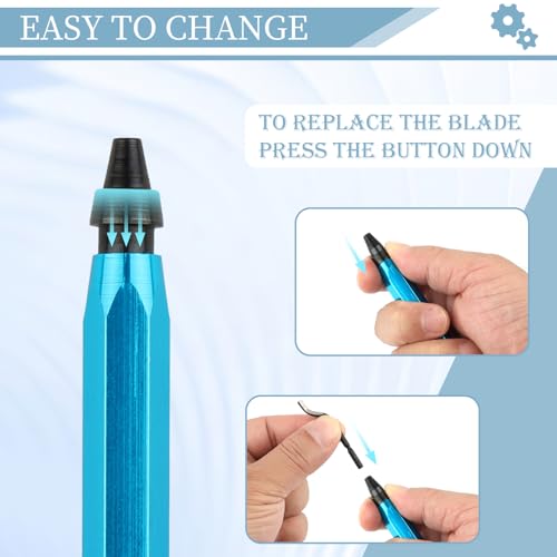 PEASUG Deburring Tool with 12 High Speed Steel Blades, Deburring Tool 3D Printing, Deburring Tool for Metal, Resin, Copper, Plastic, PVC Pipes, 3D Printed Edges (1 Blue Handle) - Image 5