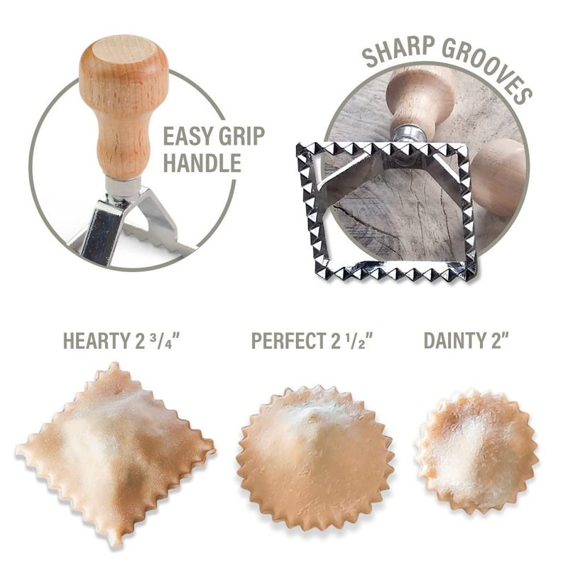 Country Trading Co. Easy Ravioli Maker Starter Kit | 3 Ravioli Mold Pasta Gift Set + Cookbook | Ravioli Press Guide to Making Ravioli and Stamp Stuffed Pastas like Tortellini + Recipes for Classic Fillings and Sauces - Image 2
