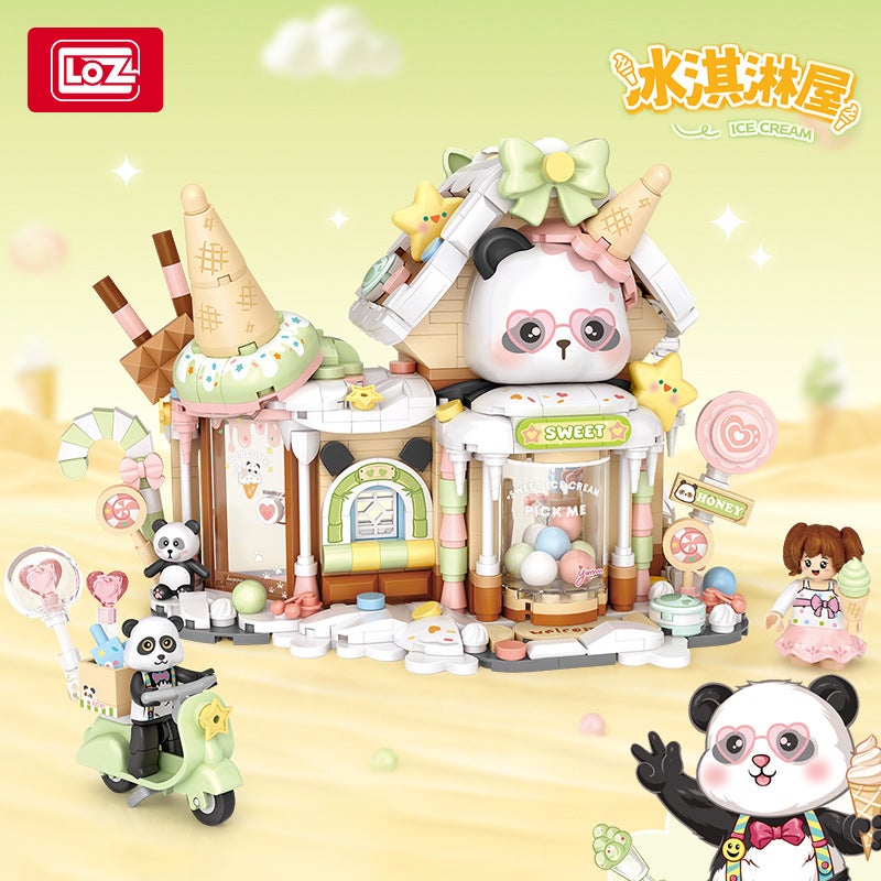 Loz1383 Panda Tea Society Small Particle Building Blocks Street Scene Coffee Shop Insert Building Blocks Children'S Day Toy Gift - Image 4