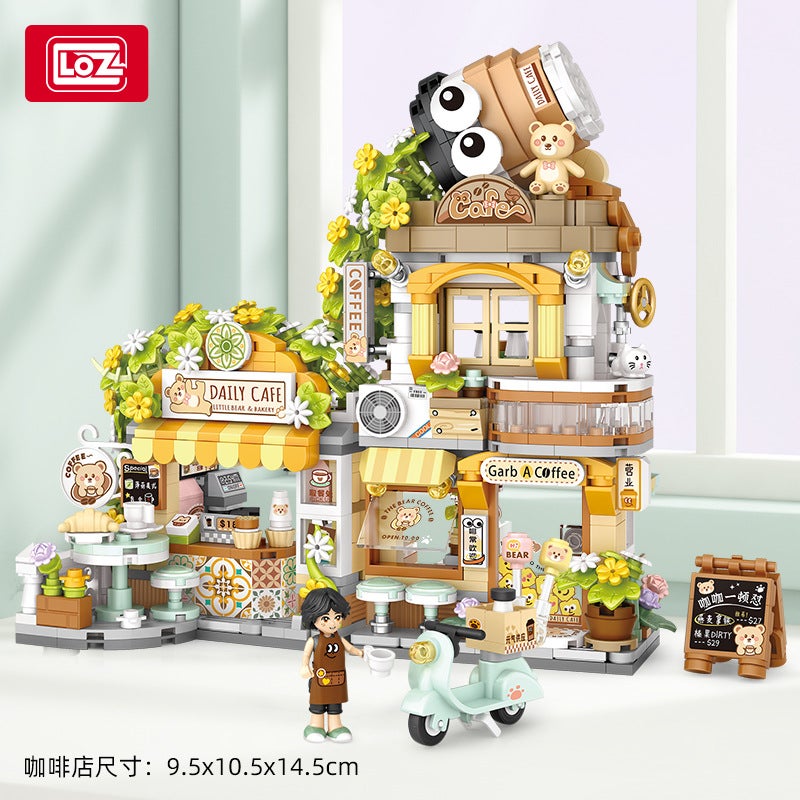 Loz1383 Panda Tea Society Small Particle Building Blocks Street Scene Coffee Shop Insert Building Blocks Children'S Day Toy Gift - Image 5