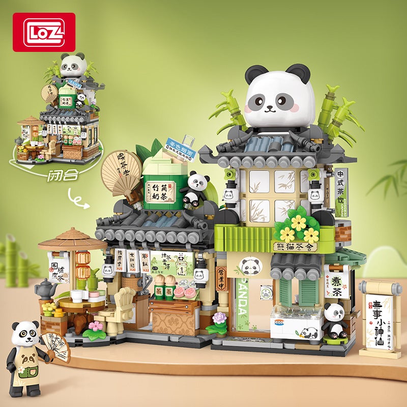 Loz1383 Panda Tea Society Small Particle Building Blocks Street Scene Coffee Shop Insert Building Blocks Children'S Day Toy Gift - Image 2