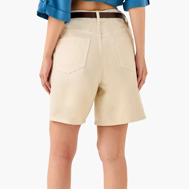 Lee Cooper Lee Cooper Denim High Rise Shorts with Belt and Pockets