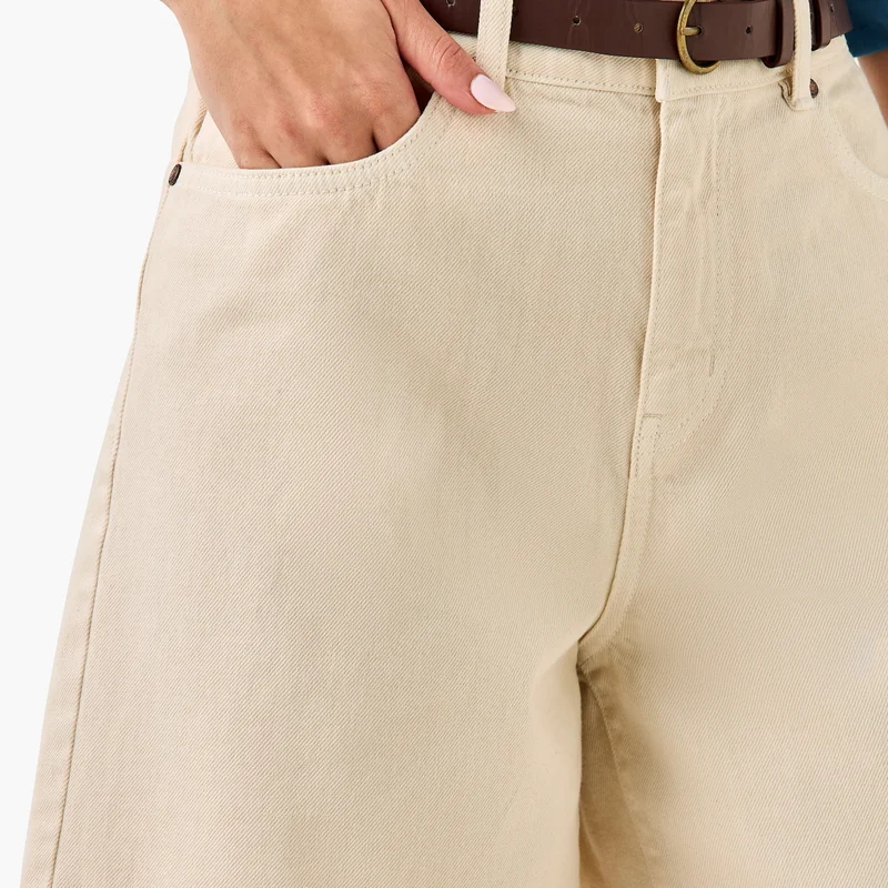 Lee Cooper Lee Cooper Denim High Rise Shorts with Belt and Pockets