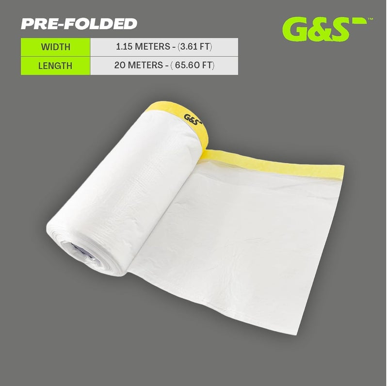 GS Pretaped Masking Sheet Tape for Protection from Dust, water, paint and moisture 1.15M (1100 mm x 20 meter) (Pack of 2) - Image 2