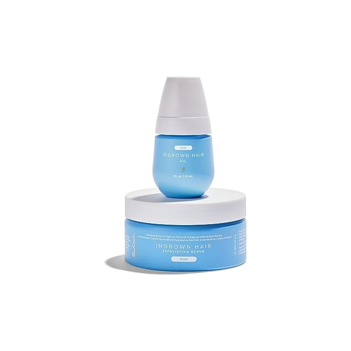 Bushbalm Ingrown Hair and Razor Bumps 2 Step Routine - Moisturize and Soothe - Nude Ingrown Hair Oil (30 ml), Nude Exfoliating Scrub (236 ml) - Nude - Valued at $49