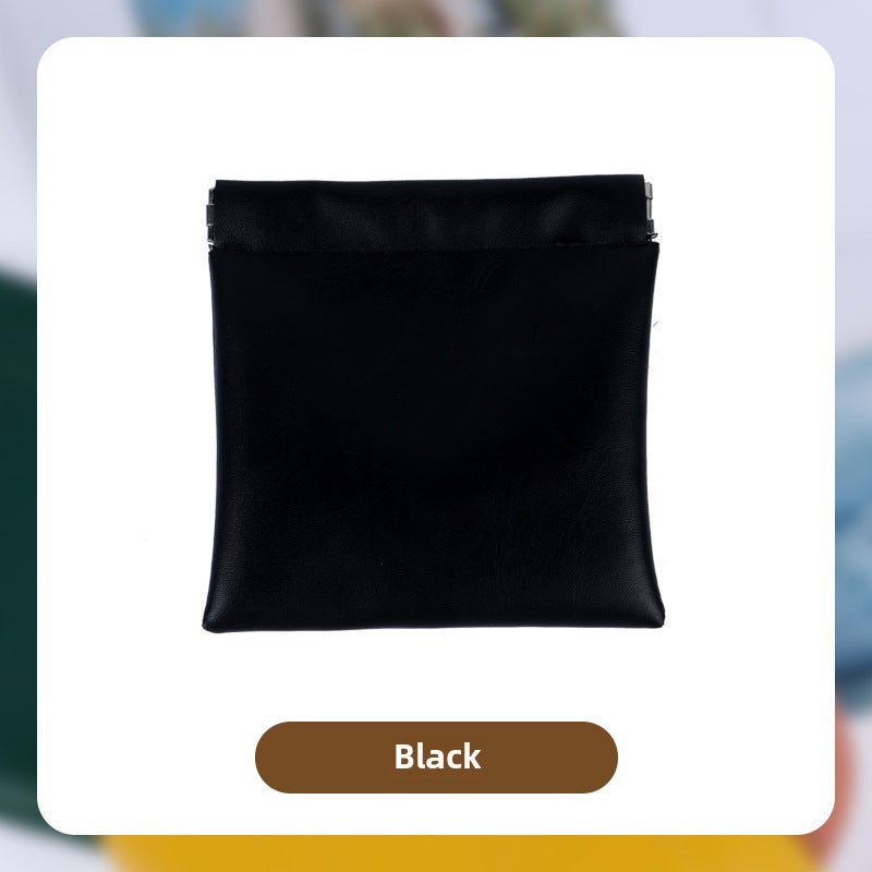 Automatic Closure Mini PU Organizer Case Black 