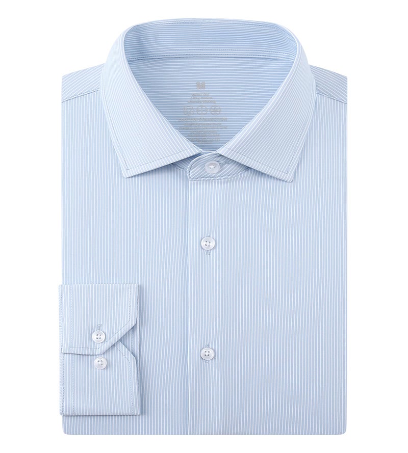 Alex Vando Mens Stripe Dress Shirt Fast-Drying Easy Care Long Sleeve Regular Fit Button Down Shirts,Blue Stripe,L - Image 4
