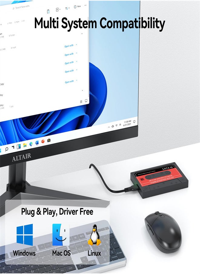 KASTWAVE - 2.5" SSD Hard Drive Enclosure SATA to USB3.0 Adapter, External HDD Enclosure Support 7mm 9.5mm SSD HDD with UASP Max 6TB Compatible with Laptop WD Seagate - Image 1