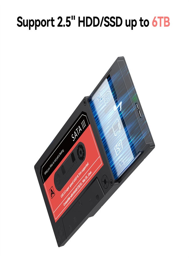 KASTWAVE - 2.5" SSD Hard Drive Enclosure SATA to USB3.0 Adapter, External HDD Enclosure Support 7mm 9.5mm SSD HDD with UASP Max 6TB Compatible with Laptop WD Seagate - Image 1