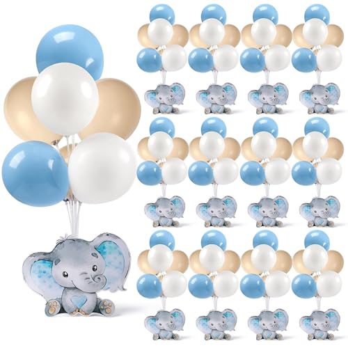 YLOLUL 12 Sets Elephant Baby Shower Balloon Stand Kit for Table Its a Boy Baby Shower with Balloon Decoration for Elephant Theme Gender Reveal Birthday Party Table Decorations Supplies - Image 1