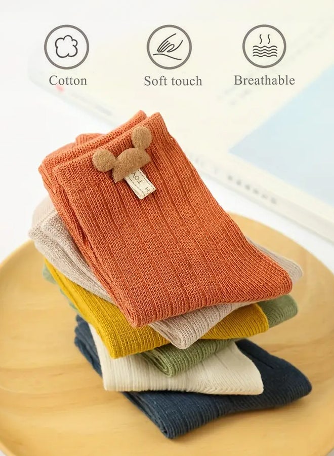 SHABILI Baby’ Cotton Crew Socks Mid‑Calf Socks Casual Slouch Socks, 6‑Pair Multicolor Set Soft Cotton Breathable Moisture‑Wicking Elastic Cuff Durable Anti‑Odor No Pilling, Ideal for Kids Daily Travel,Size M - Image 3