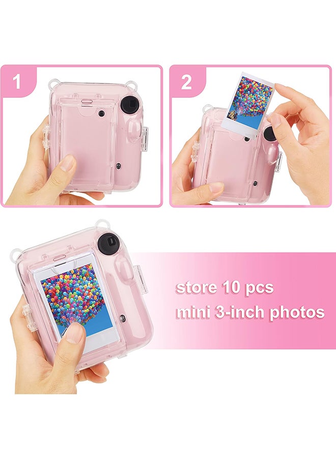 O Ozone Clear Case for Fujifilm Instax Mini 12 Instant Camera, Protective Crystal Hard Shell PC Cover with Photo Storage Pocket & Shoulder Strap - Clear  - Image 5