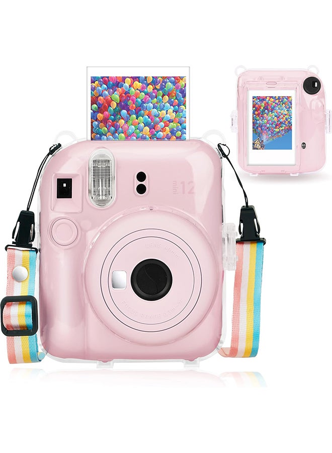 O Ozone Clear Case for Fujifilm Instax Mini 12 Instant Camera, Protective Crystal Hard Shell PC Cover with Photo Storage Pocket & Shoulder Strap - Clear  - Image 2