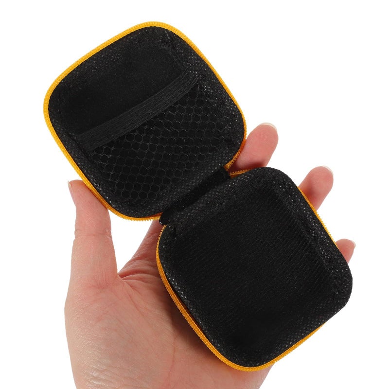 Portable EVA Earbuds Carrying Case With Cable Organizer Yellow Travel Storage Pouch - Image 5