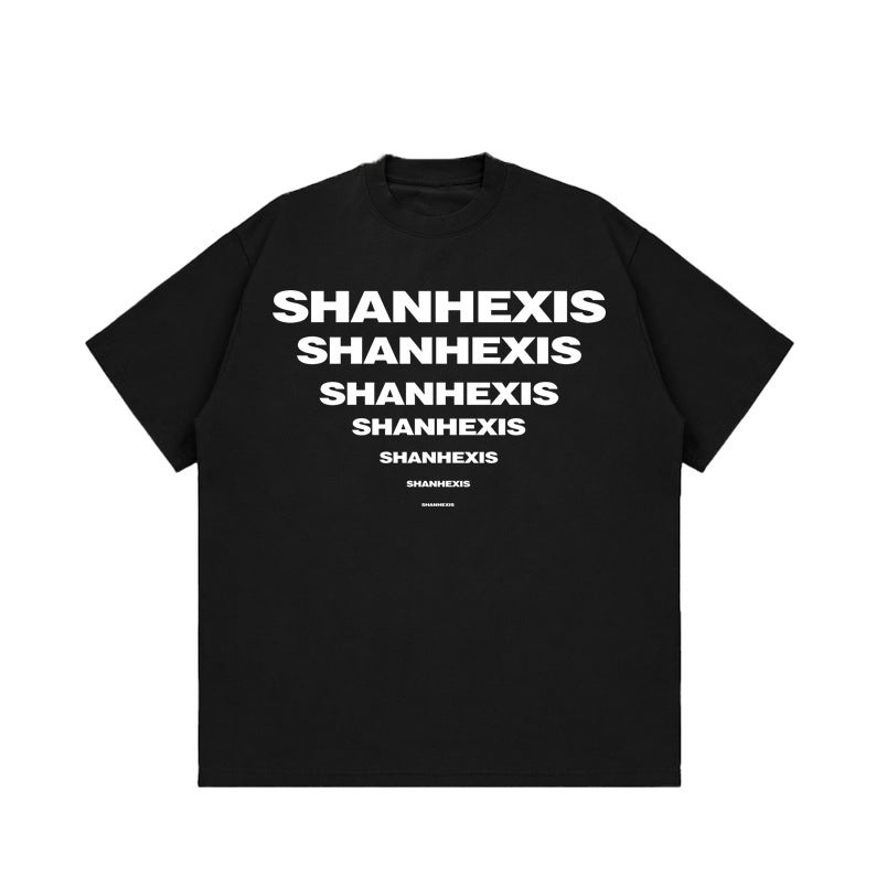2024 Heavy Weight 260G Fashion Brand Creative Letter Printed Short-Sleeved T-Shirt Men'S American High Street T-Shirt - Image 1