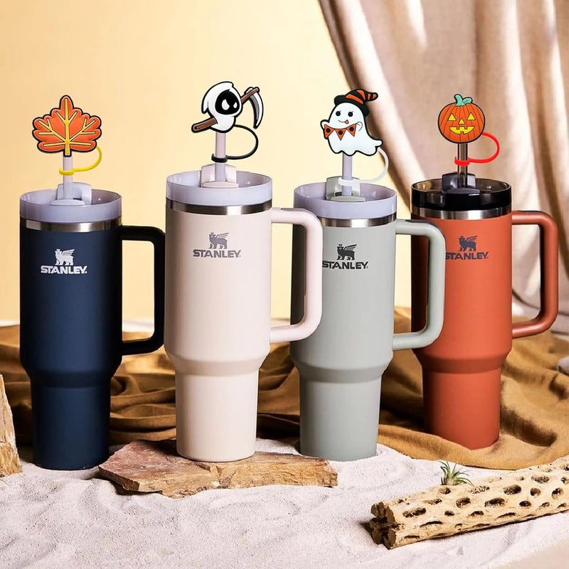 ALMeRICH 4 PCs Halloween Straw Toppers - Spooky Straw Cover for Stanley Cup, Silicon Straws Accessories for Stanley 30oz & 40oz Tumblers, Halloween Party Supplies Gifts - Image 3