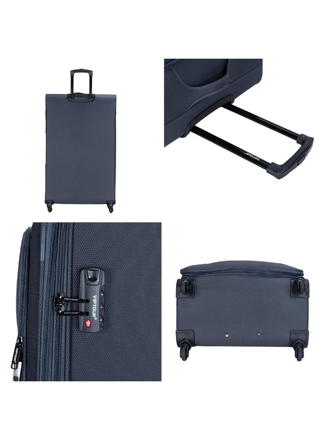 VIPTOUR 4-Piece Fabric Softside Luggage Set with 360° Spinner Wheels & Number Lock – Durable Polyester Travel Trolley Bag (20’’ / 24’’ / 28’’ / 32’’) - GREY - Image 5