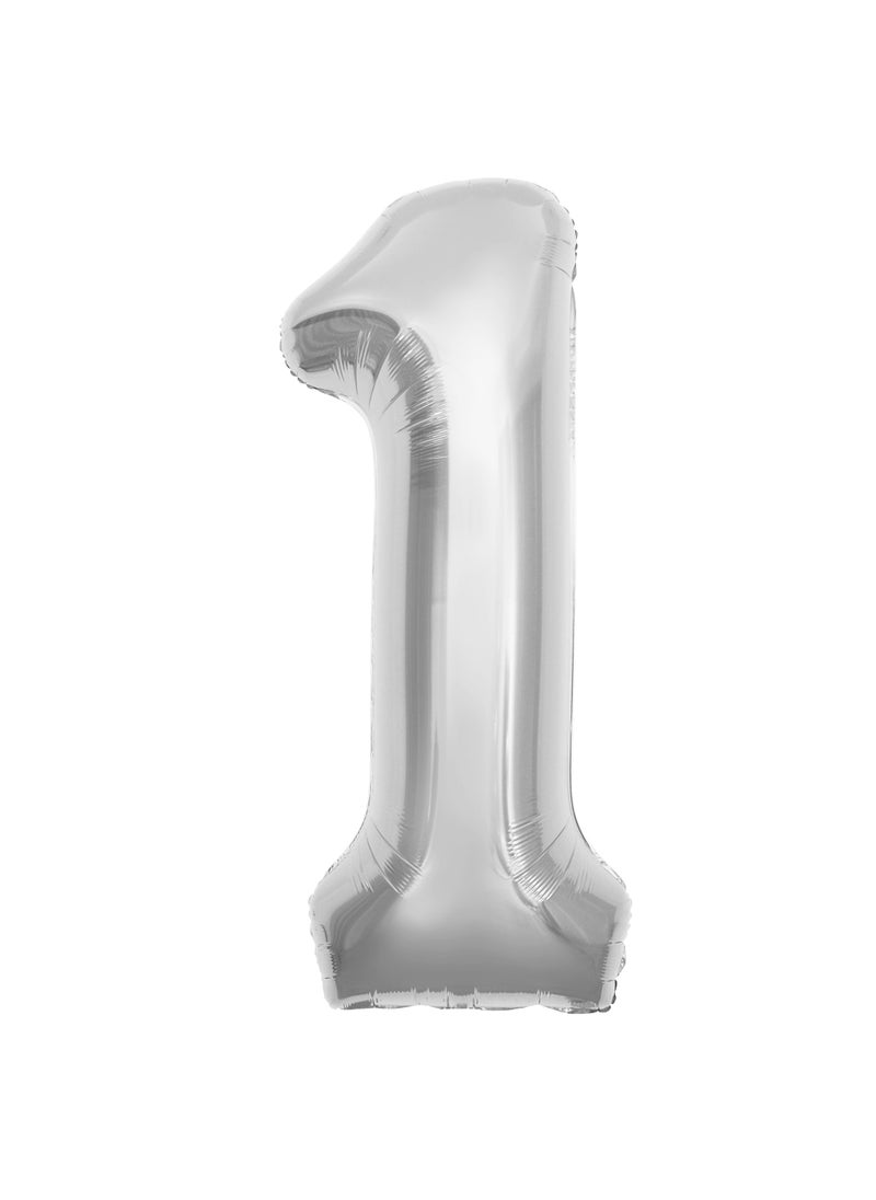 Party Zone Silver Foil Balloon Number 1 52" 