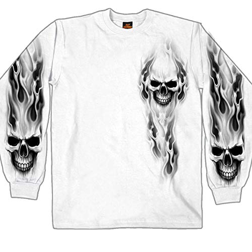 Hot Leathers 21799 Men's Ghost Skull Long Sleeve Shirt (White, X-Large) - Image 2