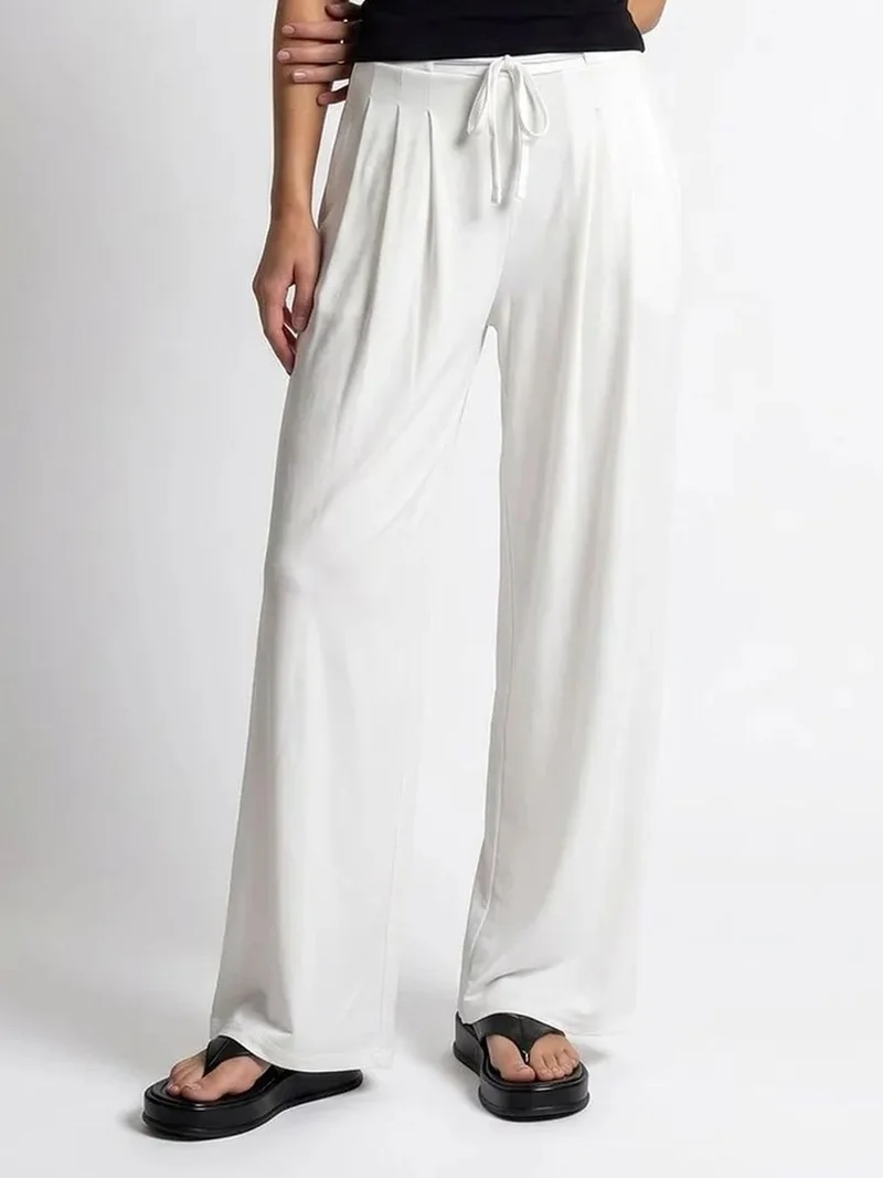 MIXRAY Women's High-waist Wide-leg Jersey Trousers
