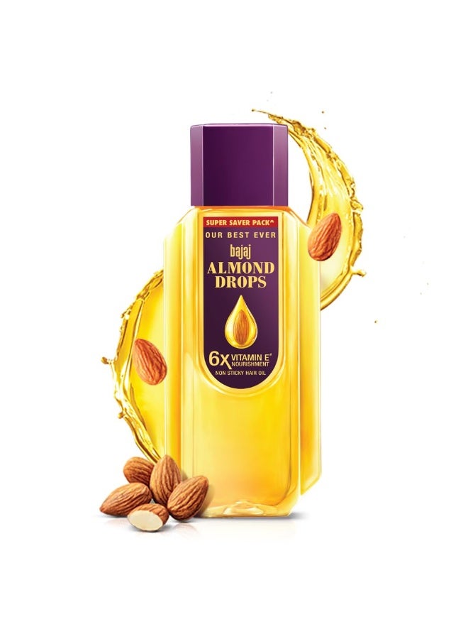 Bajaj Almond Drops Hair Oil, 625ml, Light & Non-Sticky with 6X Vitamin E for 2X Hair fall Reduction - Image 1