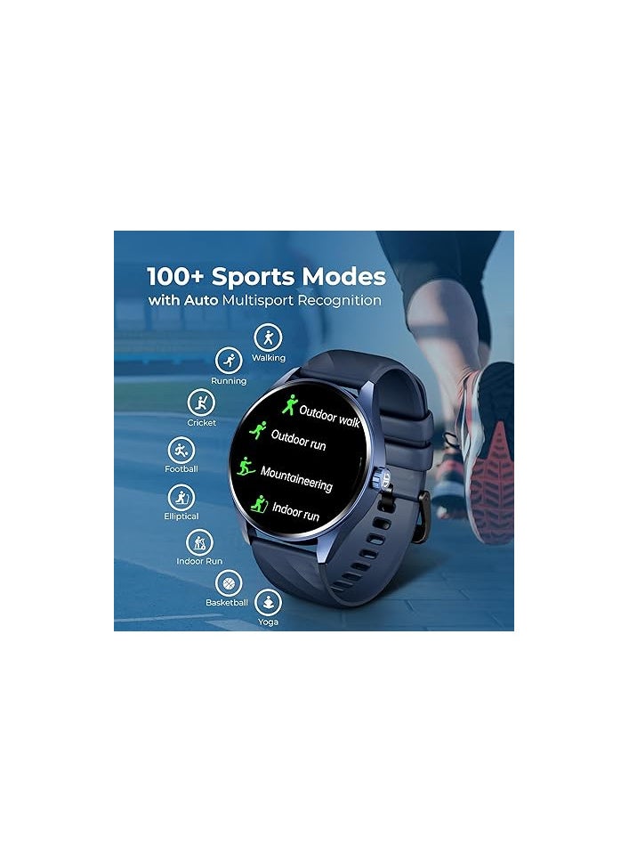 Titan Crest Premium Mesh Strap Smartwatch|1.43" AMOLED Display with AOD|466x466 Pixel Resolution|Functional Crown|SingleSync BT Calling|Advanced Chipset|100+ Sports Modes&WatchfacesIP68, Gold