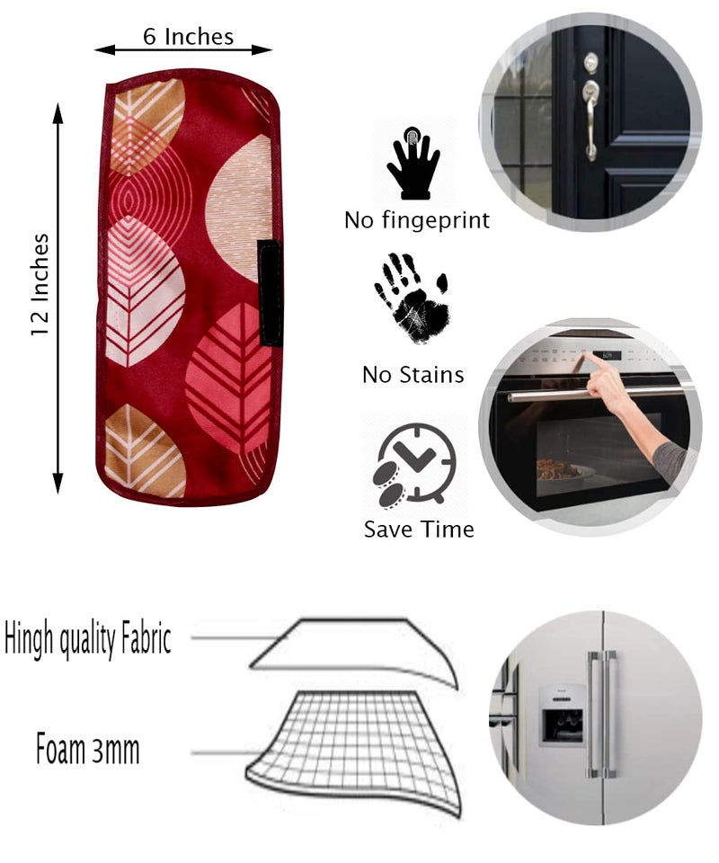 KANUSHI Industries® 1Pc Fridge Cover for Top with 6 Utility Pockets + 1 Handles Covers + 3 Fridge Mats (VAR-FRI-LONG-LEVS-MAROON-COMBO-M-15) - Image 5