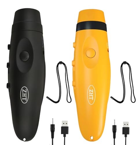 ZHT Electronic Whistles for Referees with USB Charging, 3 Tone High Volume Emergency Whistle for Coaches Teacher, Outdoor Safety Whistles with Lanyard-2 Pack Black & Yellow Color - Image 1