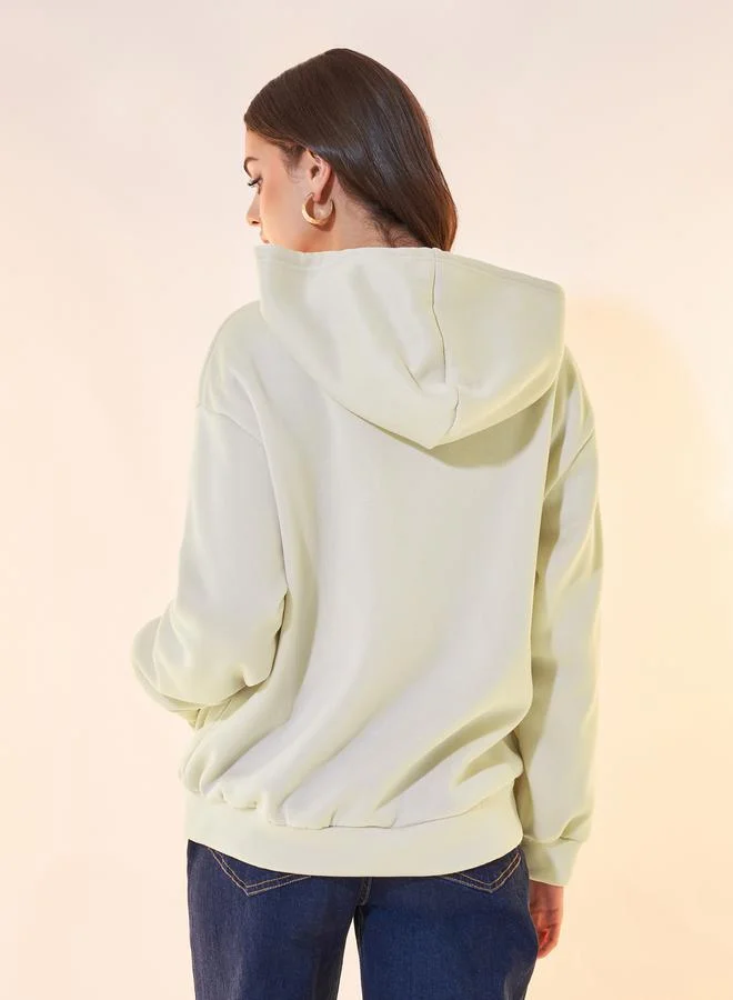 Take Two Text Print Oversized Hooded Jacket