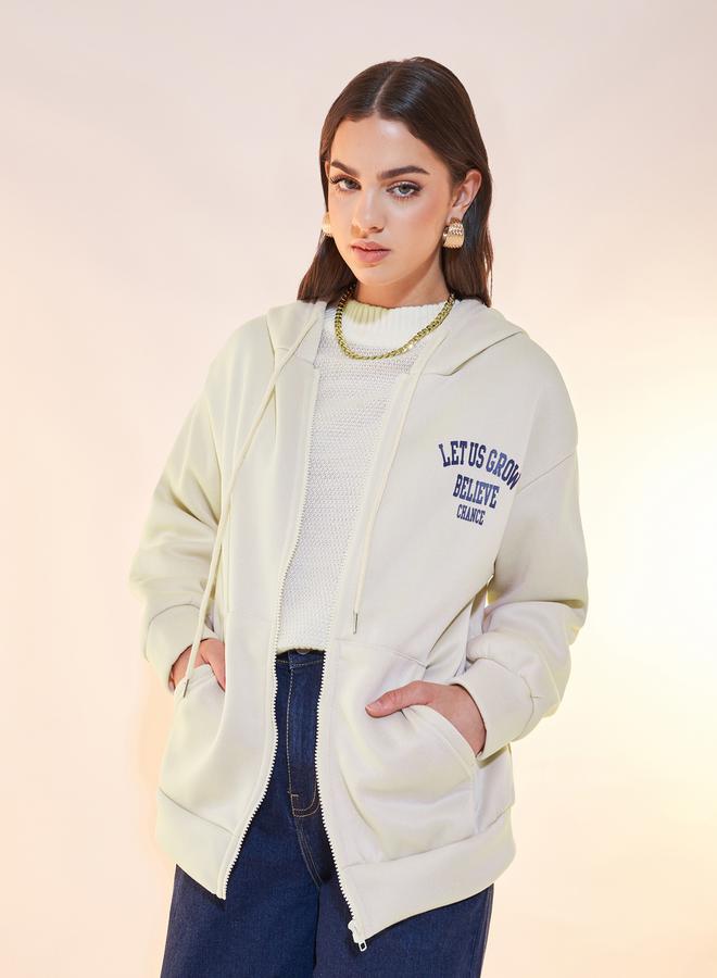 Take Two Text Print Oversized Hooded Jacket - Image 2