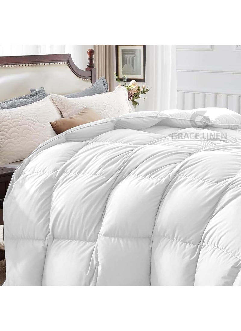 Grace Linen Grace Linen Winter Comforter King Size 300 GSM Comforter for Winter Blanket Soft Microfiber Soft Luxury Design DuvetBlanket King Size 90X106 White Color  - Image 1
