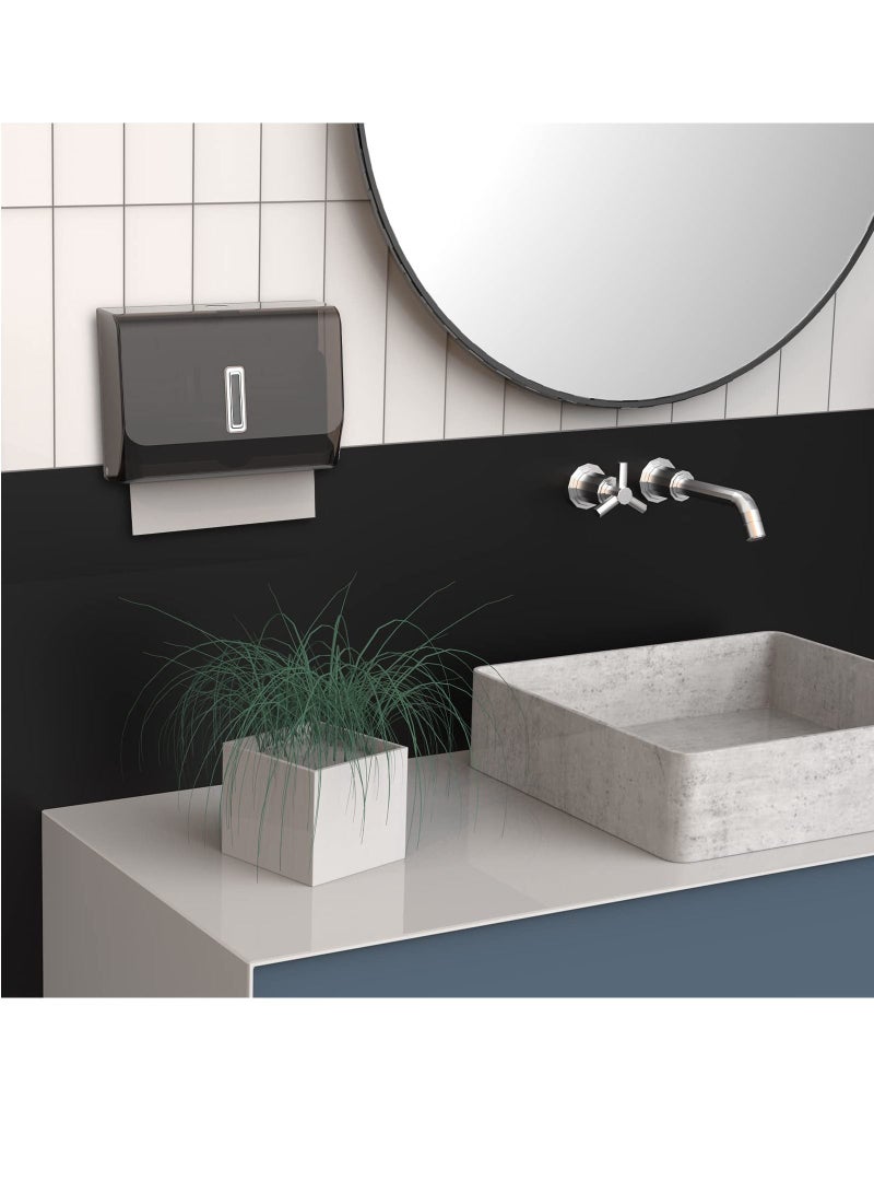 Paper Towel Dispenser Wall Mount with Key Lock, Adhesive Multifold C-Fold Hand Dispenser, for Office Bathroom Kitchen and Restaurant Disposable Towels Hangin, Black - Image 5