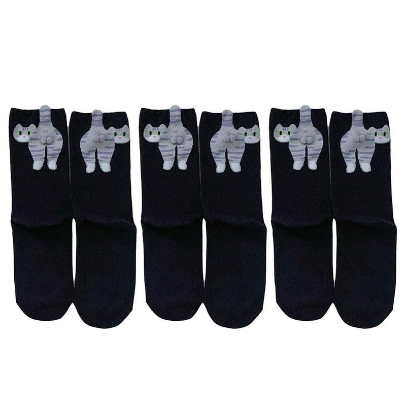 2pcs Summer Abstract 3D Cat Egg Socks Mid-Calf Socks Women's Cute and Funny Cat Japanese Style Long Socks - Image 5