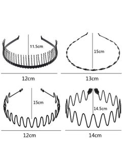 GUSGU الرجال 10 أحزمة الشعر المعدني للرجال 10 أحزمة الشعر العالمي للرجال مع موجة الربيع أحزمة الشعر غير زلق المعادن عصابات الشعر للرجال والنساء الرياضة أزياء الشعر الأسود الحلي  - Image 2