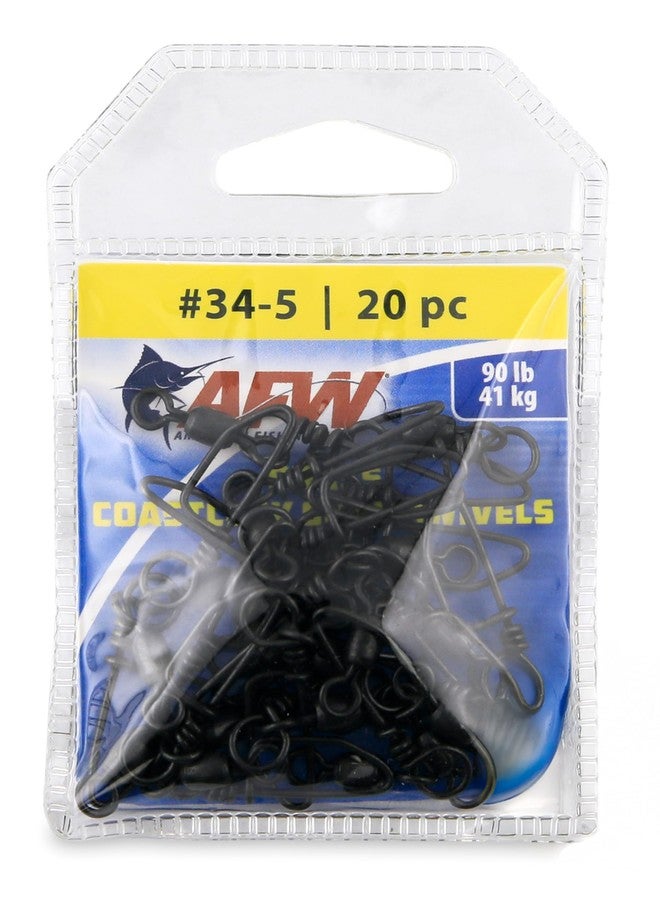 American Fishing Wire Brass Coastlock Snap Swivels (Black/90 Pound Test, 20-Pieces) - Image 1