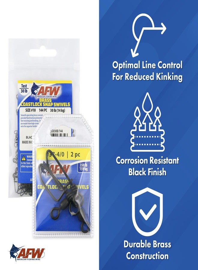 American Fishing Wire Brass Coastlock Snap Swivels (Black/90 Pound Test, 20-Pieces) - Image 3