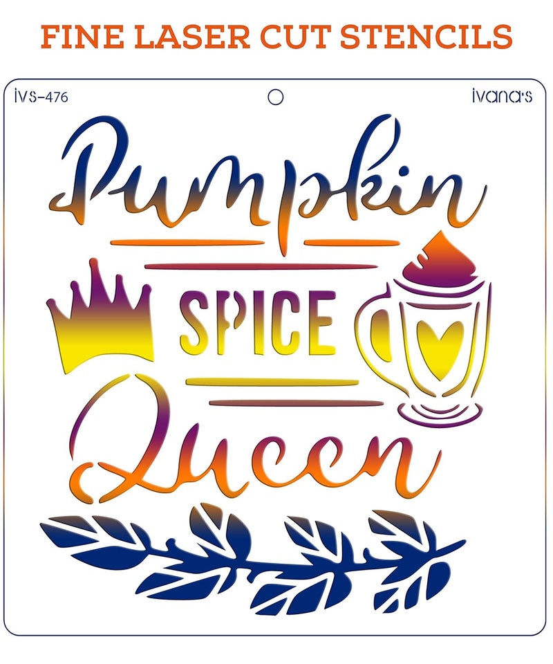 ivana's Ivana's Pumpkin Spice Queen Stencil for Art & Craft, Reusable DIY Decorative Stencil for Painting on Canvas, Fabric, Cloth, Paper, Glass, Furniture and Wall, Size - 6 x 6 inch, IVS-476  - Image 3