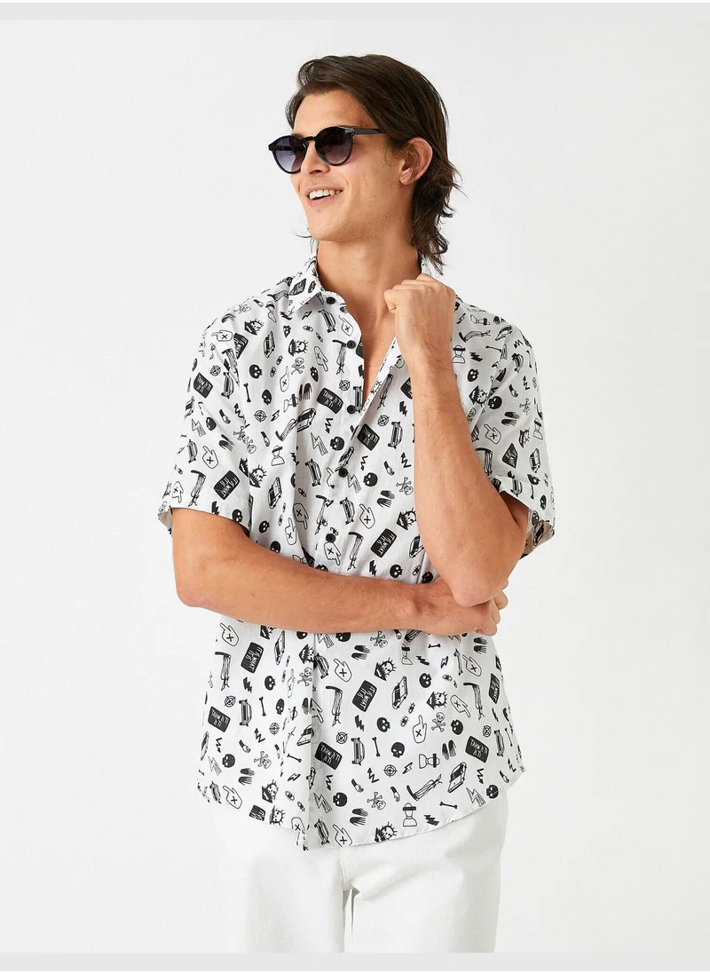 كوتون Patterned Short Sleeve Shirt