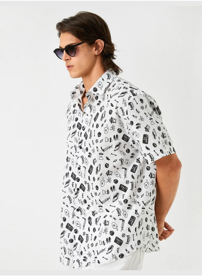 كوتون Patterned Short Sleeve Shirt