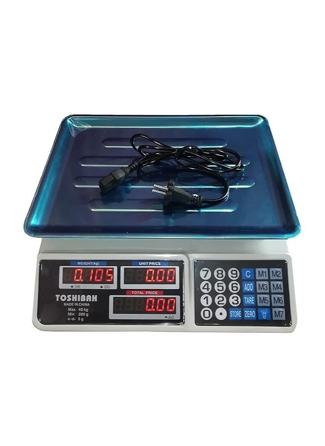 Toshiba - Toshiba digital scale + charging cable that holds up to 40 kilograms with a one-year warranty - Image 1