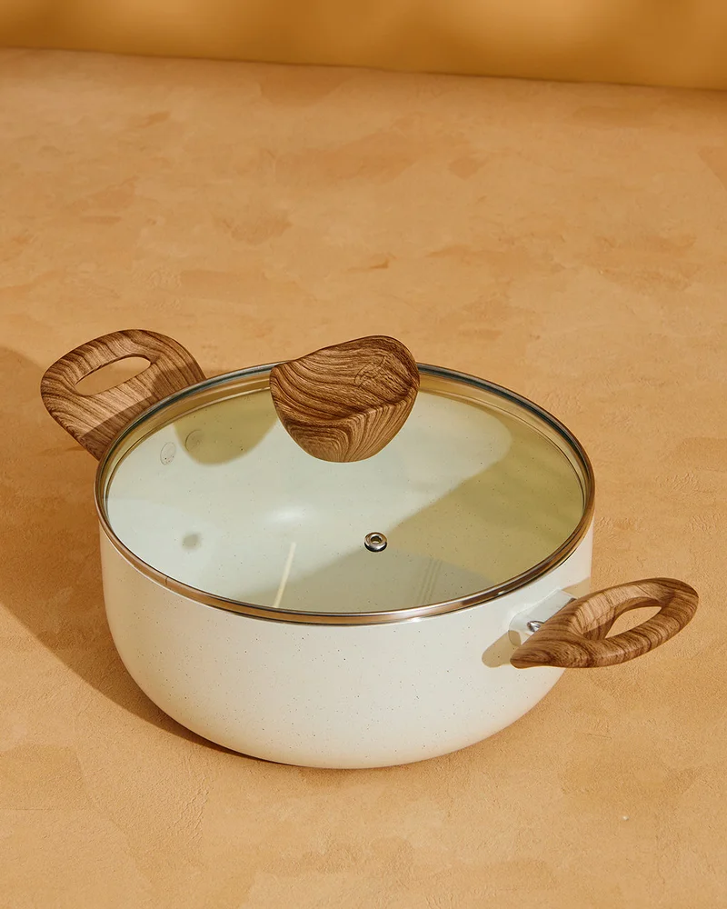 REDTAG Beige Aluminum Non Stick Dutch Oven With Glass Lid (22Cm)