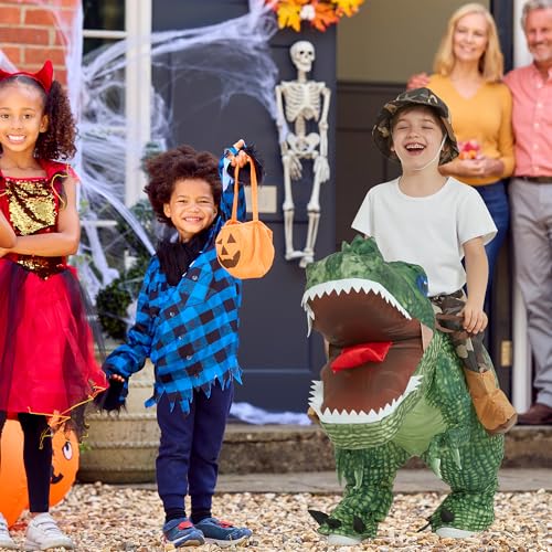 One Casa Inflatable Dinosaur Costume Riding T Rex Air Blow up Funny Party Halloween Costume for Kids (4-6 Yrs) - Image 3