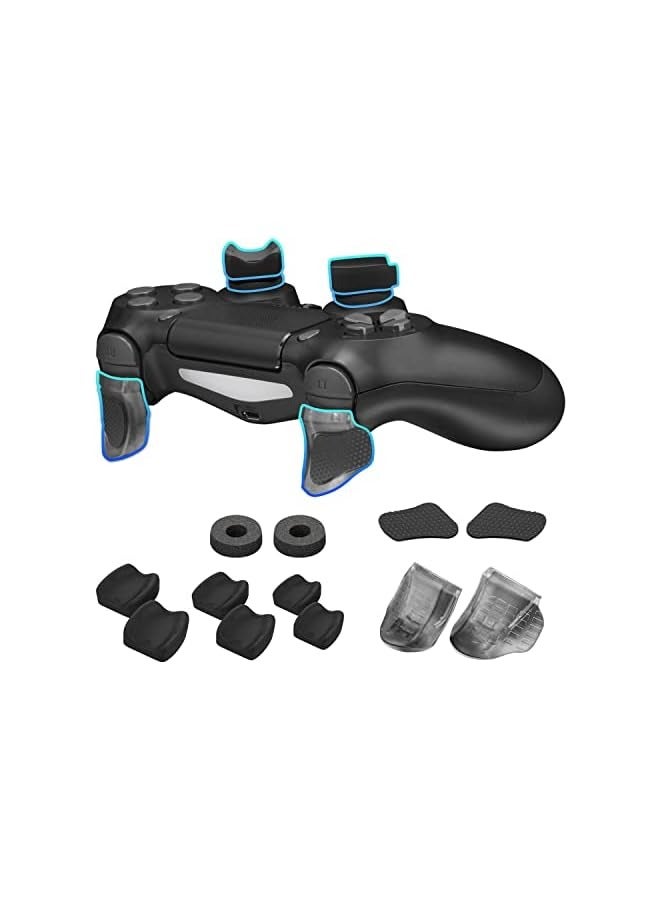 PROMASS FPS Gaming Kit Controllers, Set of 2 Analog Mini-stick Enhancers, Set of 2 Ergonomic Extension Triggers, Set of 2 Anti-Slip Trigger Stickers, 3 Sizes of 2 Concave Thumb Grips - Image 1