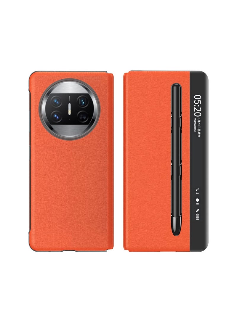 Compatible Huawei Mate X3 Phone Case Leather Smart View Window Protection with Stylus Mate X3 5G Slot Flip Cover